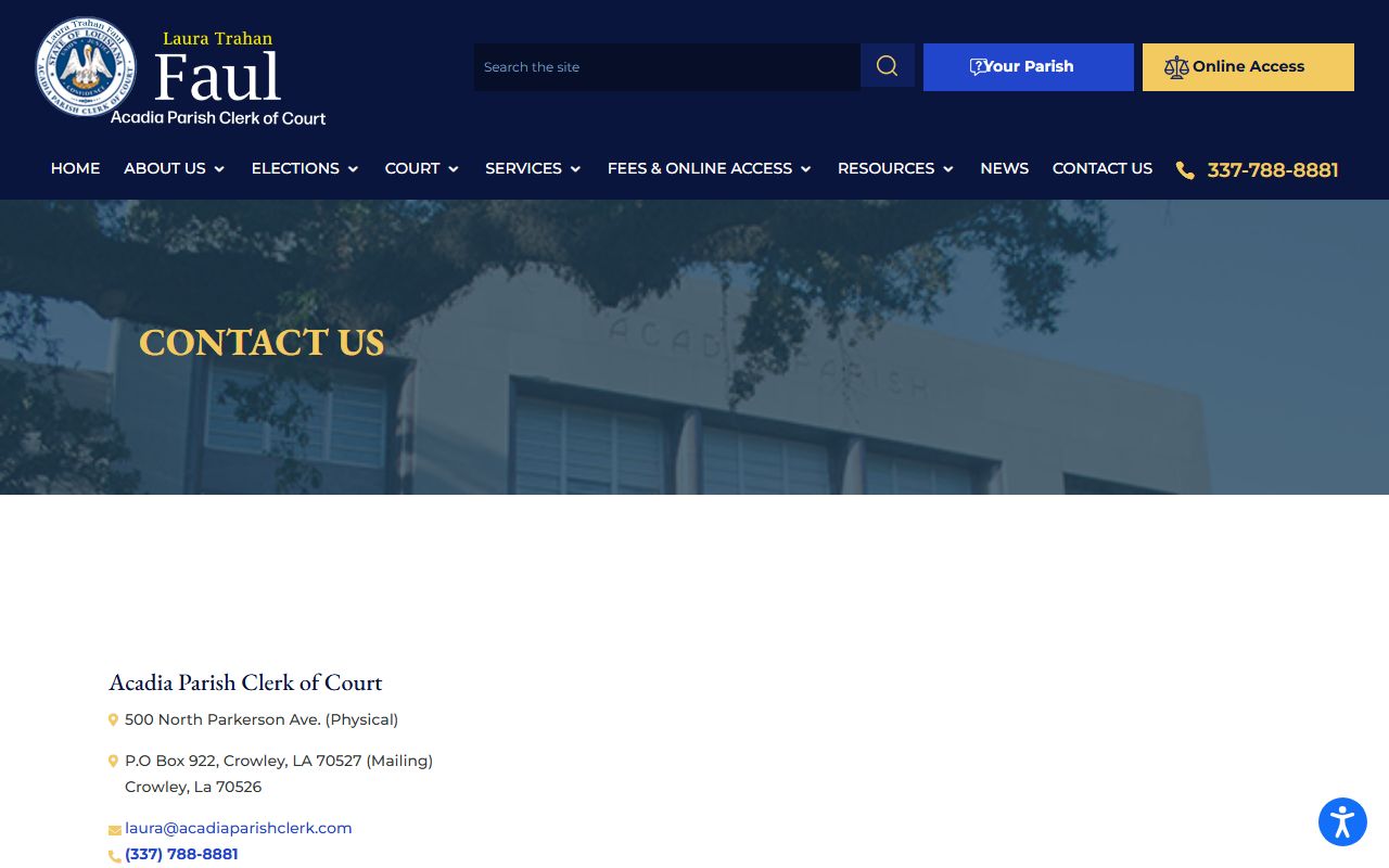 acadia parish public records contact page clerk of court