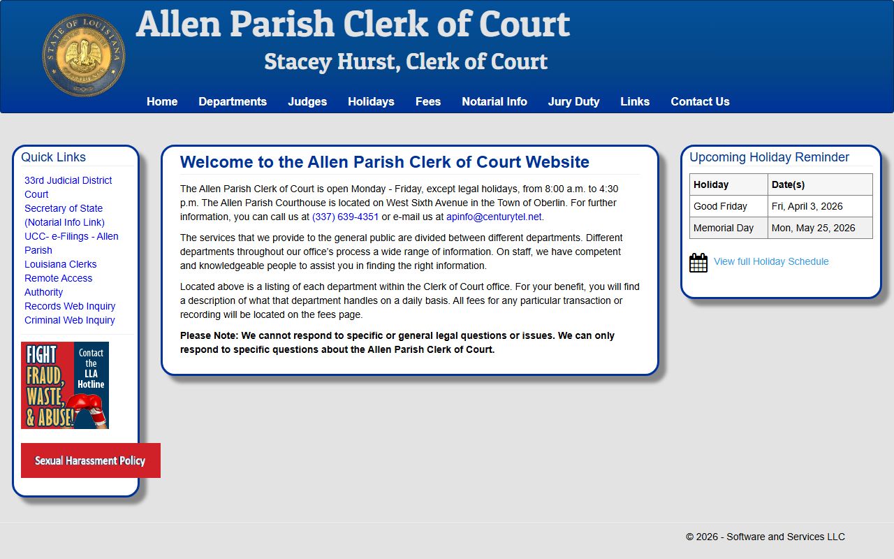 allen parish public records clerk of court homepage