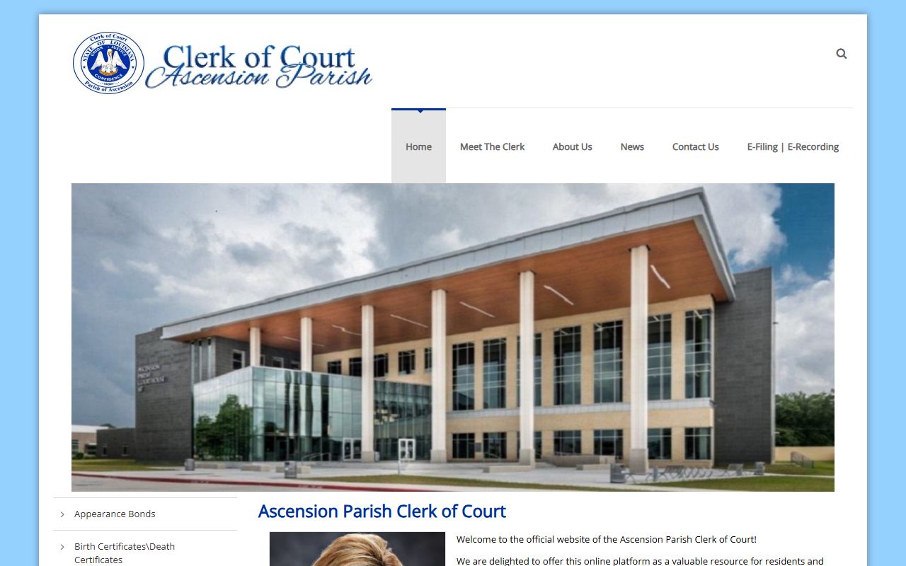 ascension parish public records clerk of court homepage