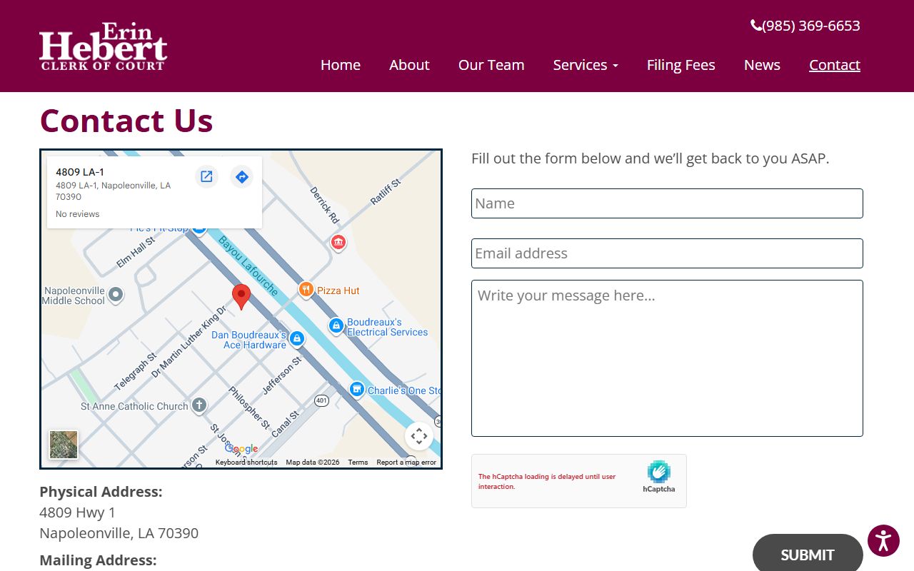 assumption parish public records contact page clerk of court