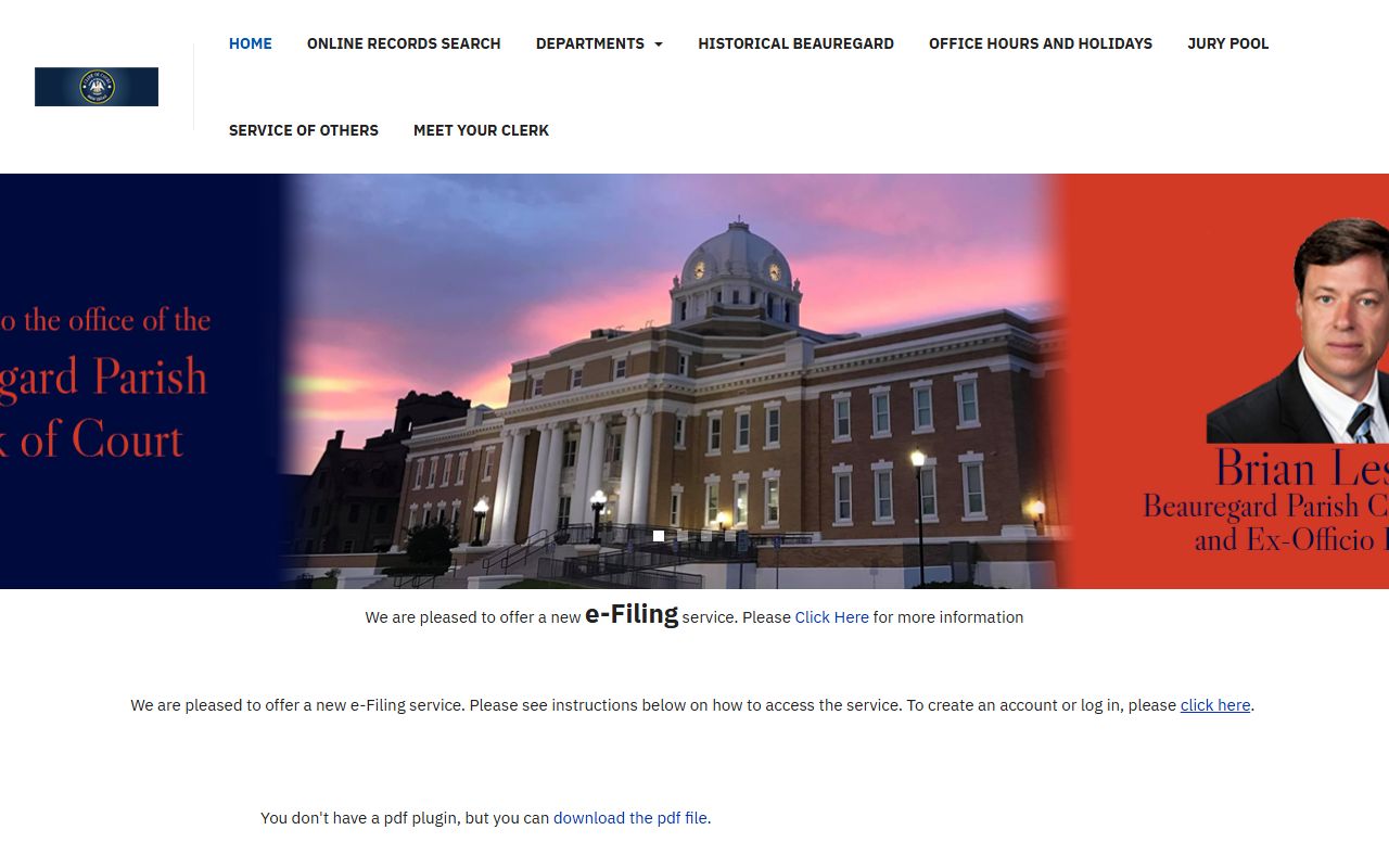 beauregard parish public records efiling page clerk of court