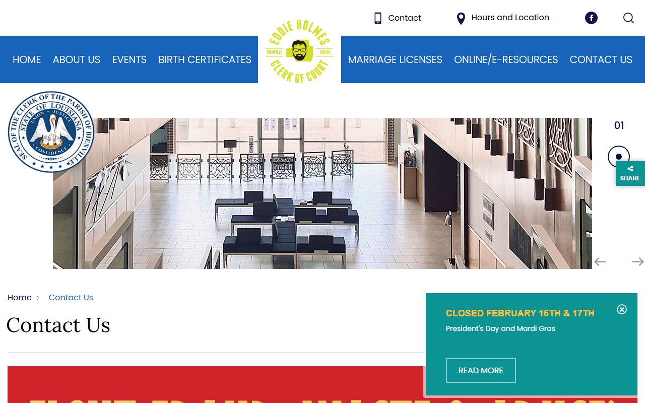 bienville parish public records clerk of court contact page