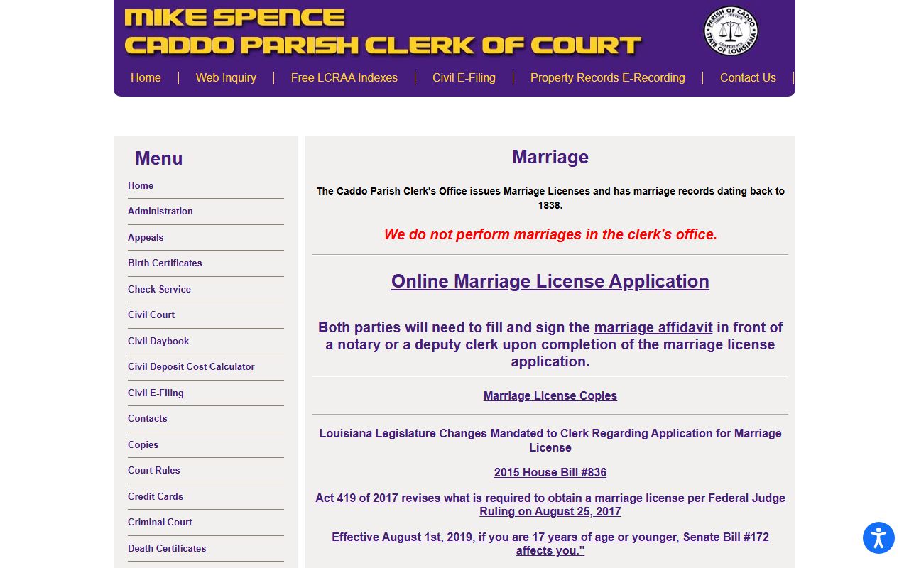 caddo parish public records marriage records page