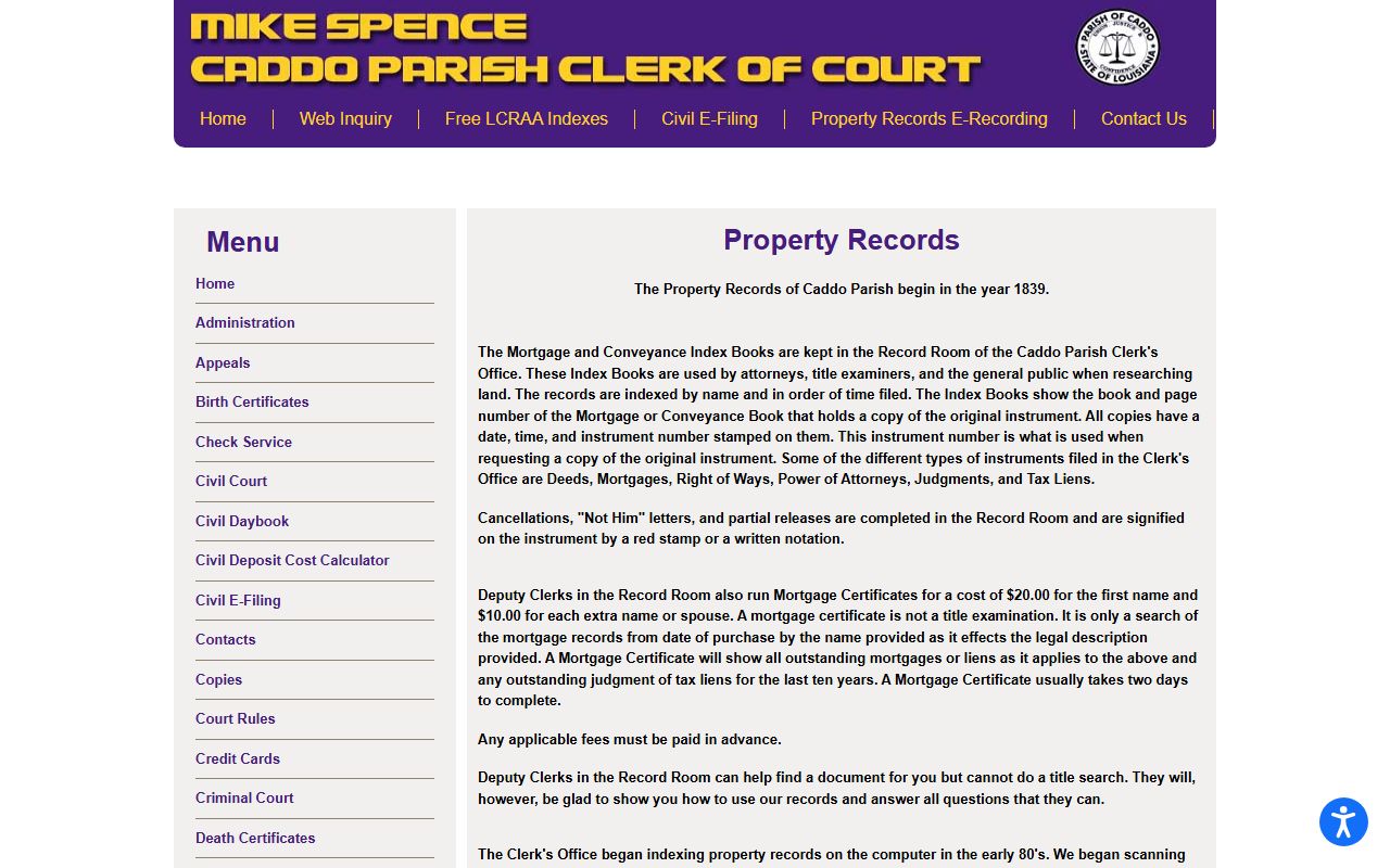 caddo parish public records property records page