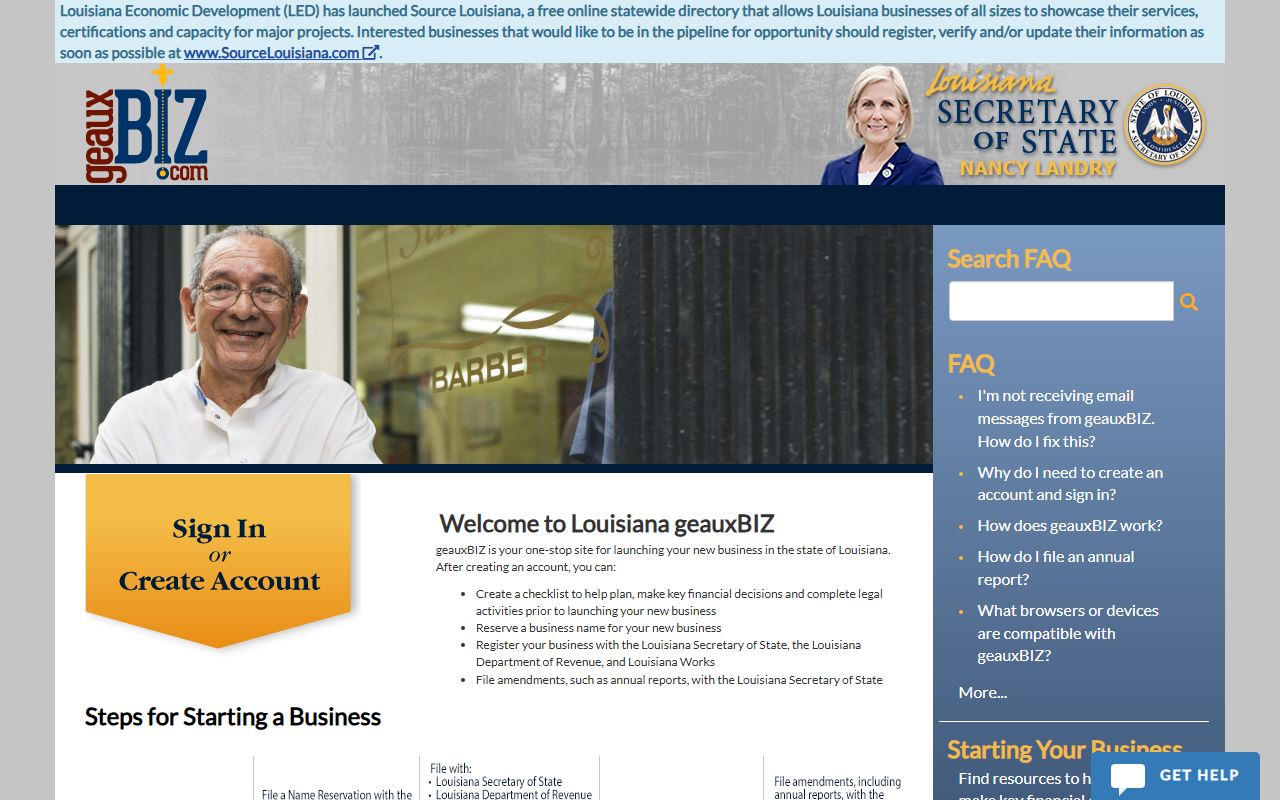 GeauxBiz business entity search for Louisiana public records